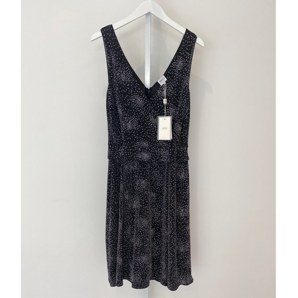 ARMANI COLLEZIONI BLACK METALLIC DRESS SIZE IT 42 / US 6 NWTS!